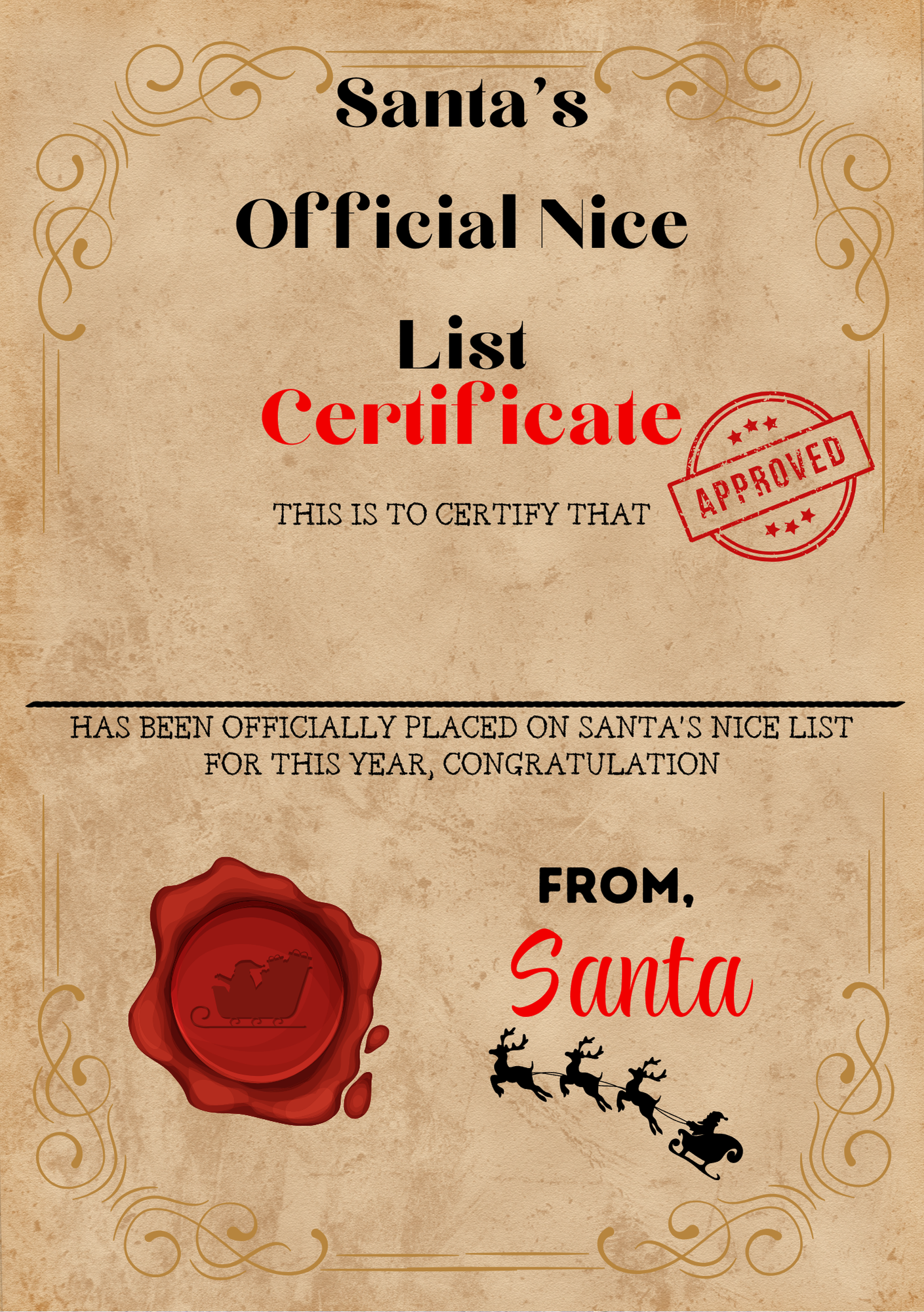 Custom letter from the Santa!-Certificate,Winter design